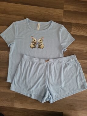 wild fable Light Blue Ribbed Sleep Top